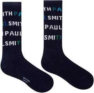Paul Smith Men's Sport Top Sock - Ribbed, All over logo