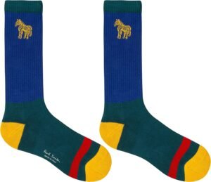 Paul Smith Sock - Contrasting Embroidered Zebra
